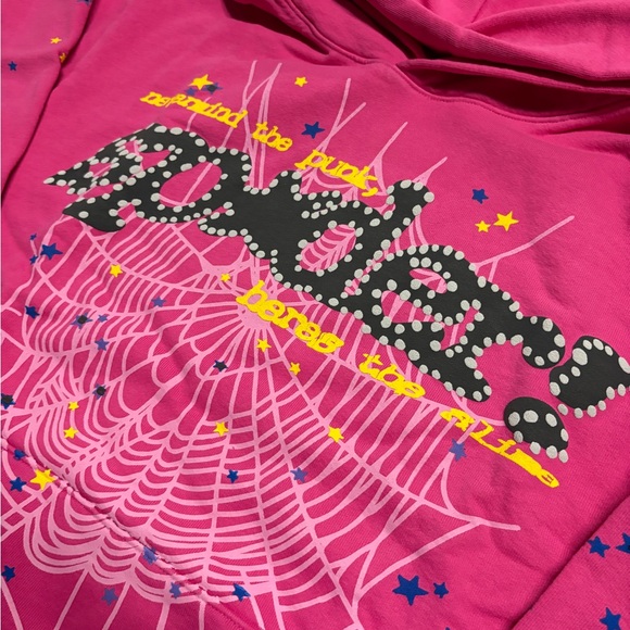 Sp5der Punk V2 Hoodie ‘Magenta’ - Picture 3 of 5